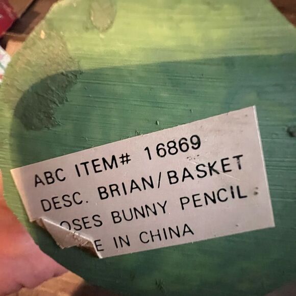 Brian Basket Roses 12" Bunny Pencil Figurine Multicolor Rabbit Easter Decoration - Picture 5 of 5